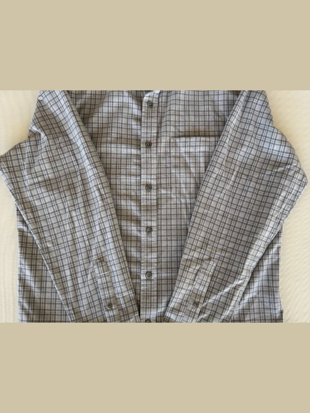 Mizzen+Main Shirt Grey Check Plaid Large Trim Fit